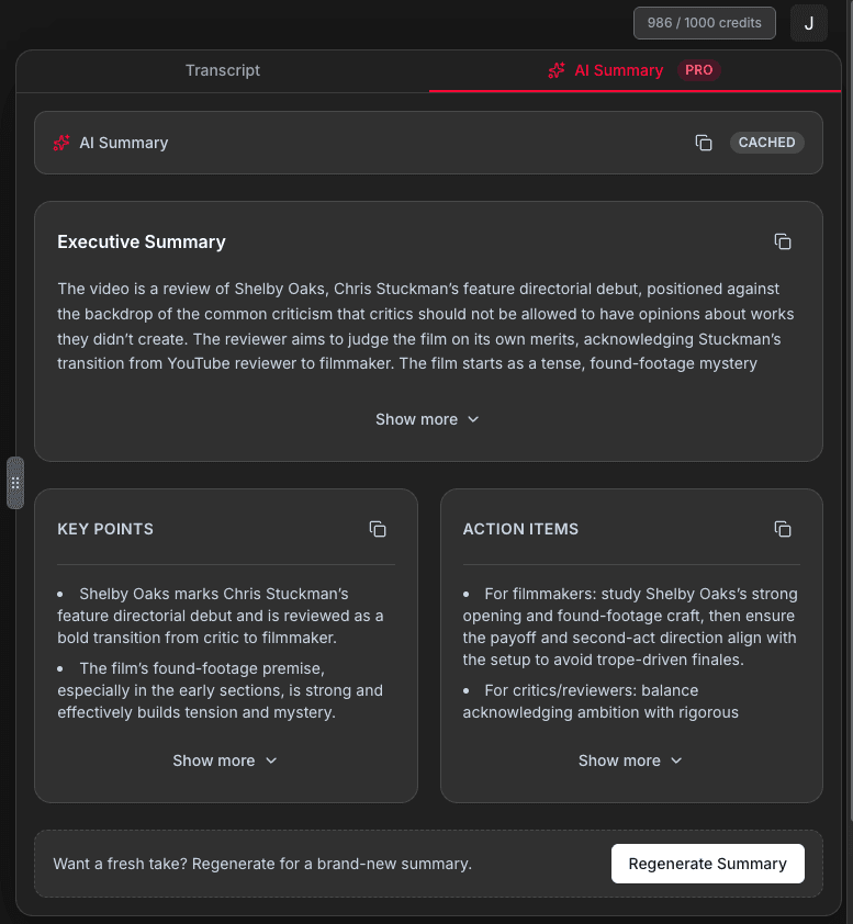 AI-powered summaries example