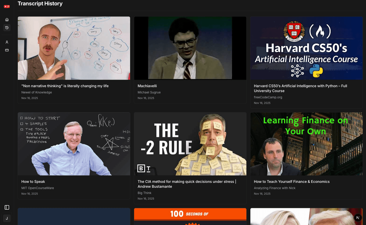 Transcript history example